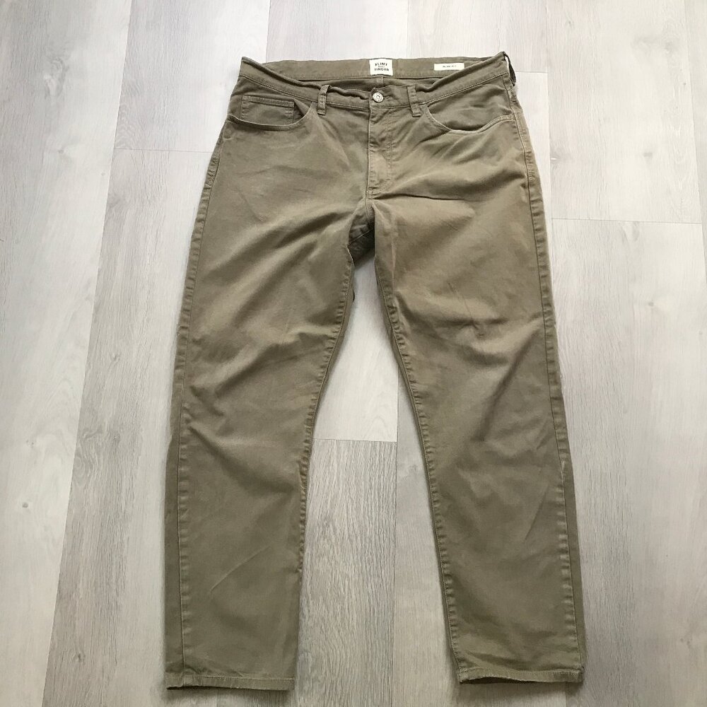 FLINT AND TINDER MENS CHINO PANTS GRAY KHAKI TWILL 33